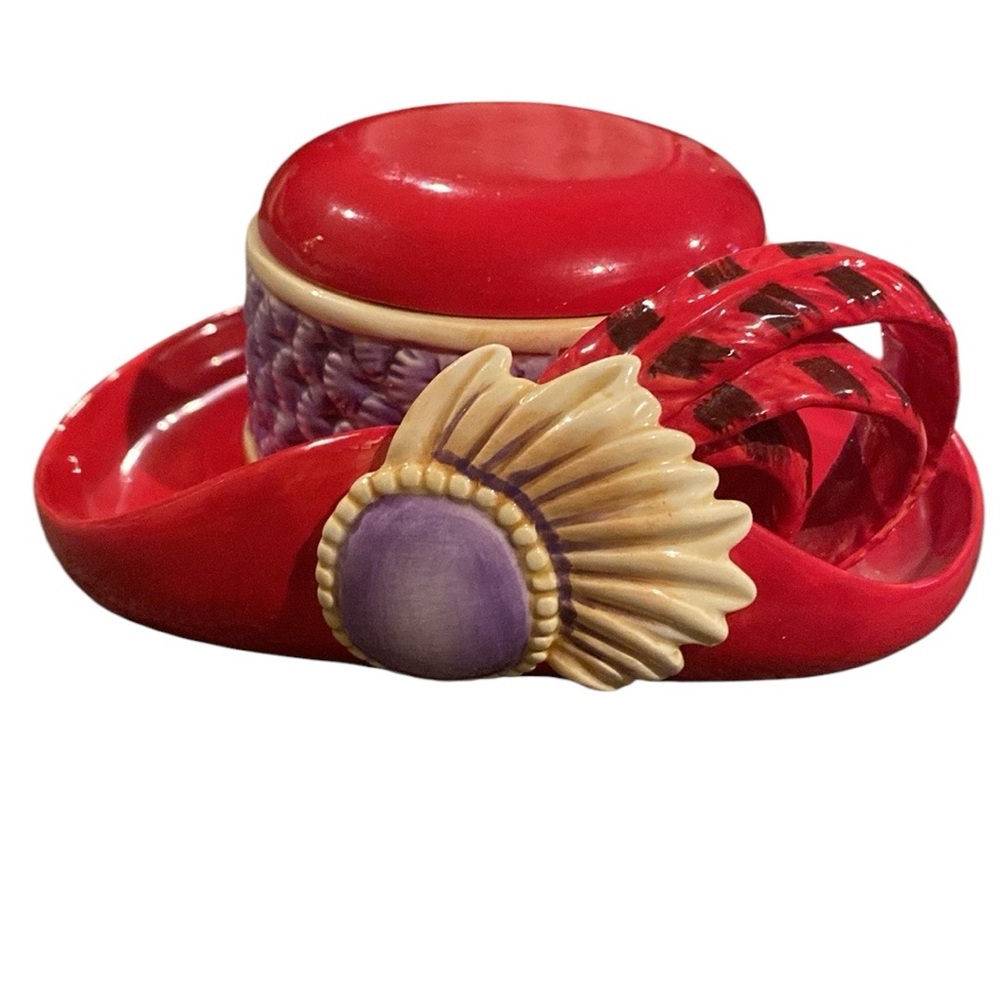 FITZ and Floyd Red Hat Trinket Jewelry Box with Lid